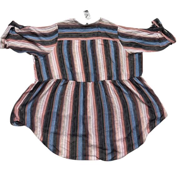 Torrid Button Up  Blouse Size ^ in Blue and Peach - Picture 9 of 12